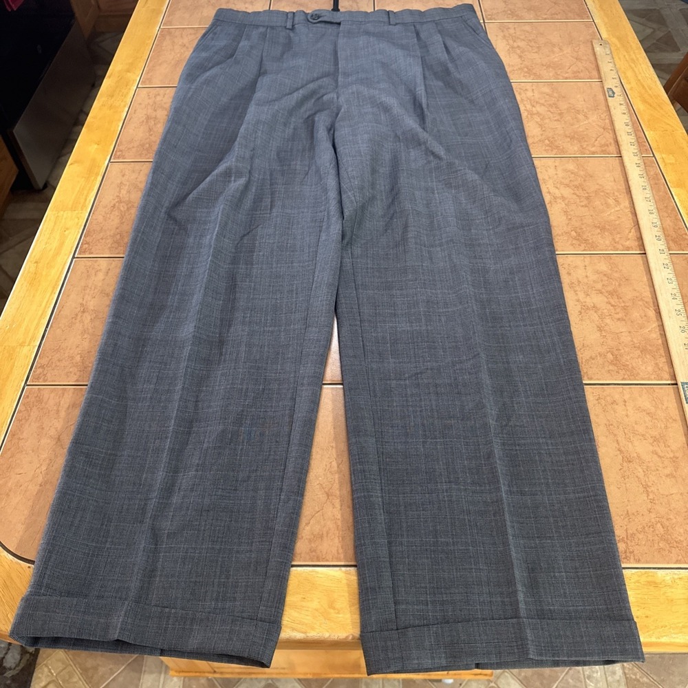 Jack Victor Suit Gray Plaid 44L Pants 38 x 32 Super 110s Wool Pinstripe 2 Piece - Picture 11 of 16